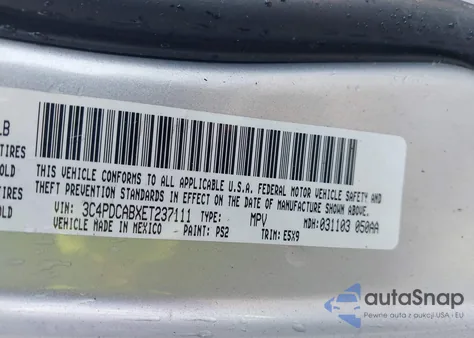 2014 Dodge Journey American Value Pkg z USA, uszkodzony, nr VIN 3C4PDCABXET237111